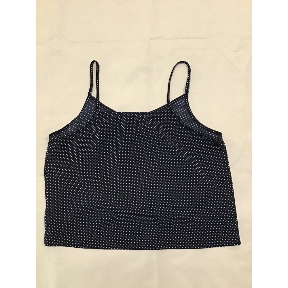 Lush Navy Blue Polka Dot Cami Spaghetti Strap Tank Top Women Large - Picture 3 of 3